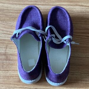 Purple Canvas Shoes with White Laces